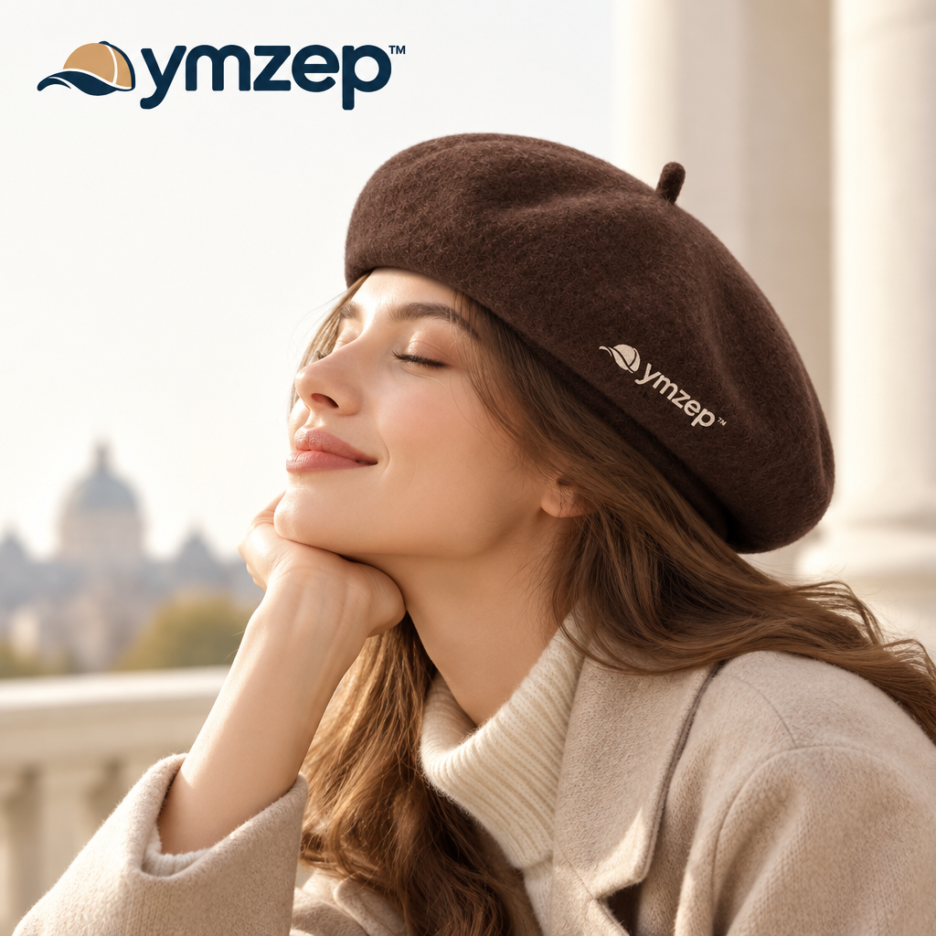 Brown Wool-Look Classic Beret — Lifestyle