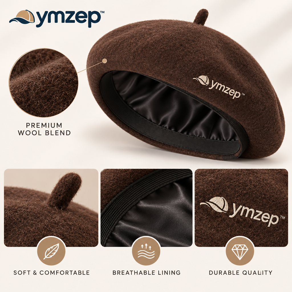 Brown Wool-Look Classic Beret — Details