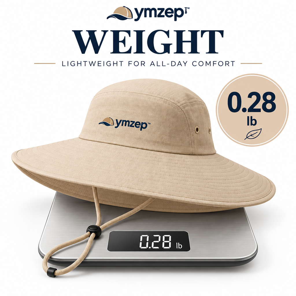 Khaki Wide-Brim Sun Hat with Chin Cord — Weight