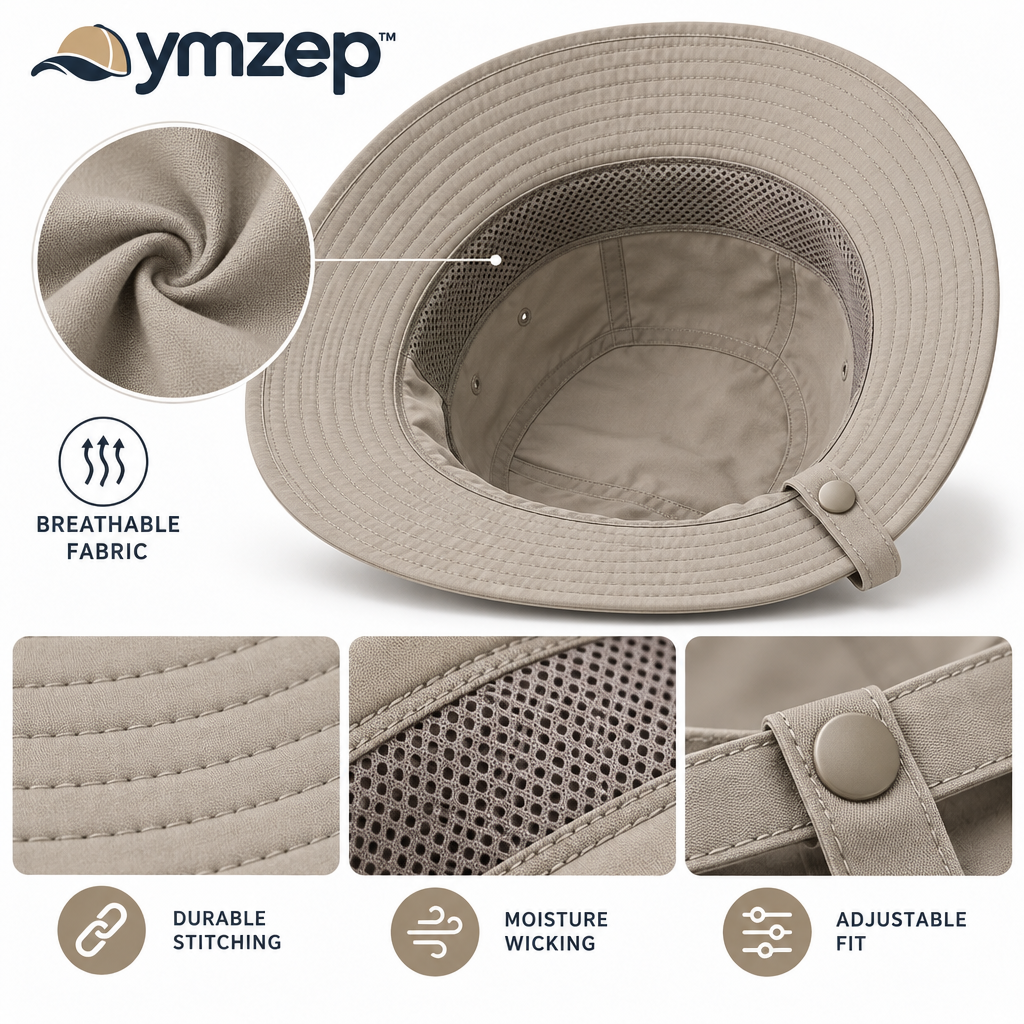 Taupe Short-Brim Bucket Hat — Details