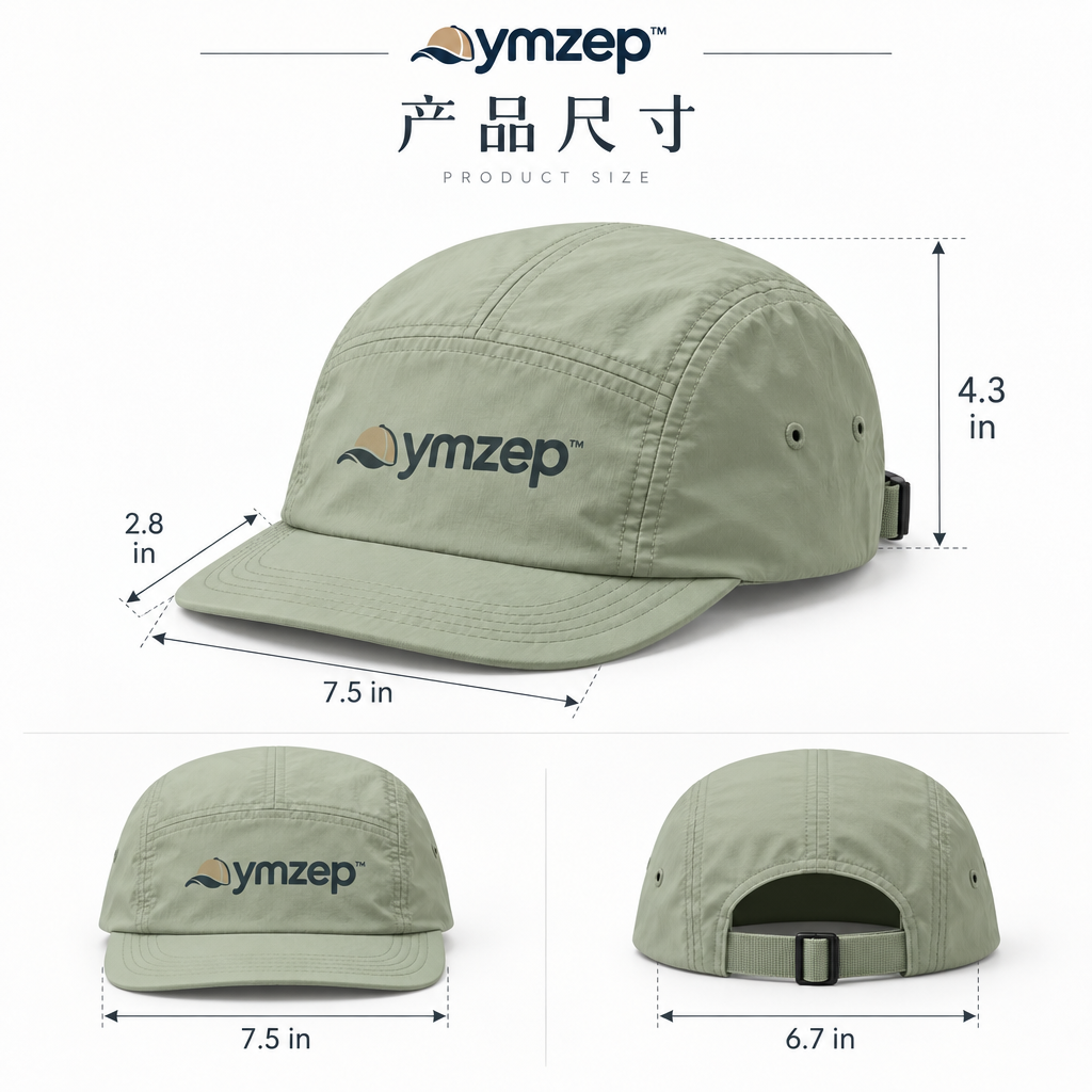 Sage Green Five-Panel Casual Cap — Size