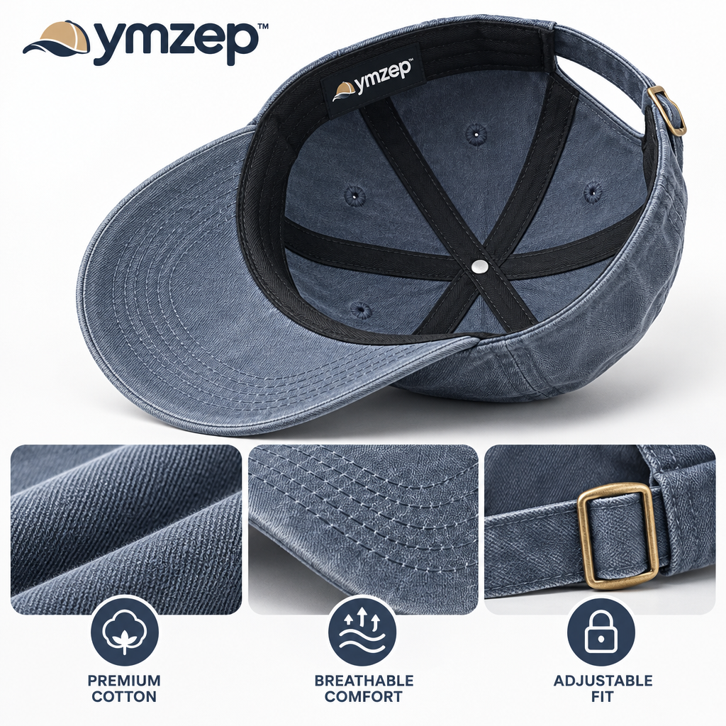 Washed Blue Denim-Look Baseball Cap — Details