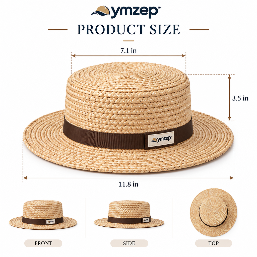 Natural Straw-Look Boater Hat — Size