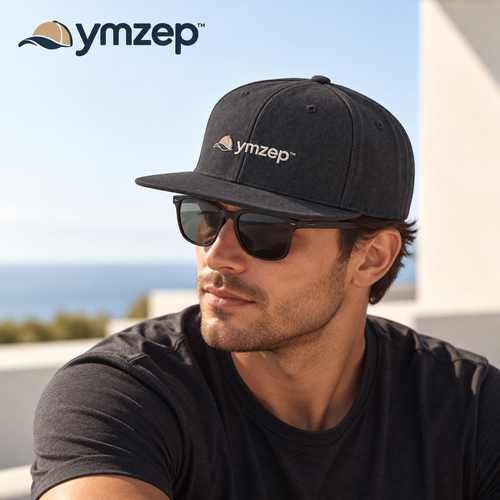 Charcoal Flat-Brim Five-Panel Cap — Lifestyle