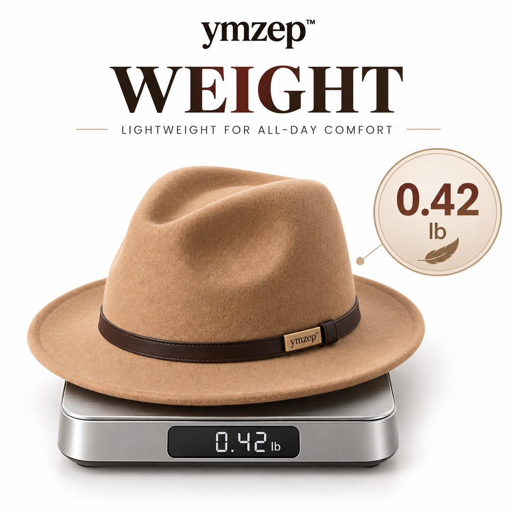Camel Fedora Hat with Brown Band — Weight