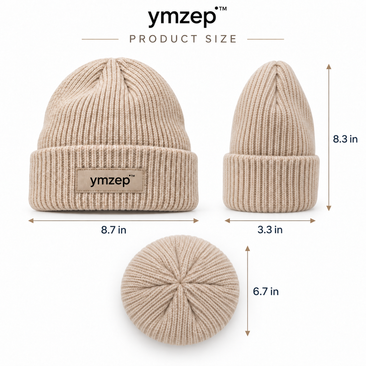 Oatmeal Ribbed Cuff Beanie — Size