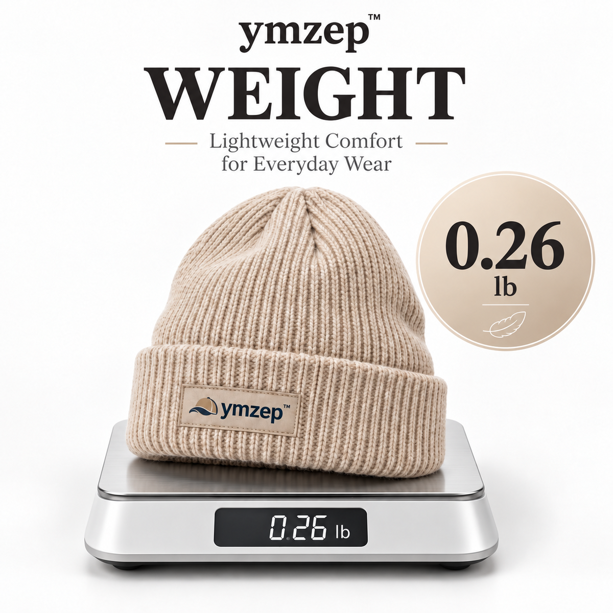 Oatmeal Ribbed Cuff Beanie — Weight
